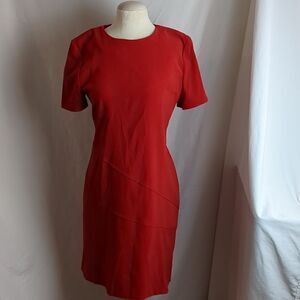 Vintage Jessica Howard Red Dress with Padded Shoulders Size 14